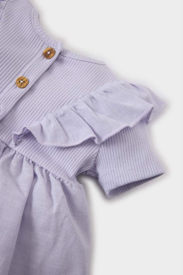 Girls' Short Sleeve Ribbed Summer Dress