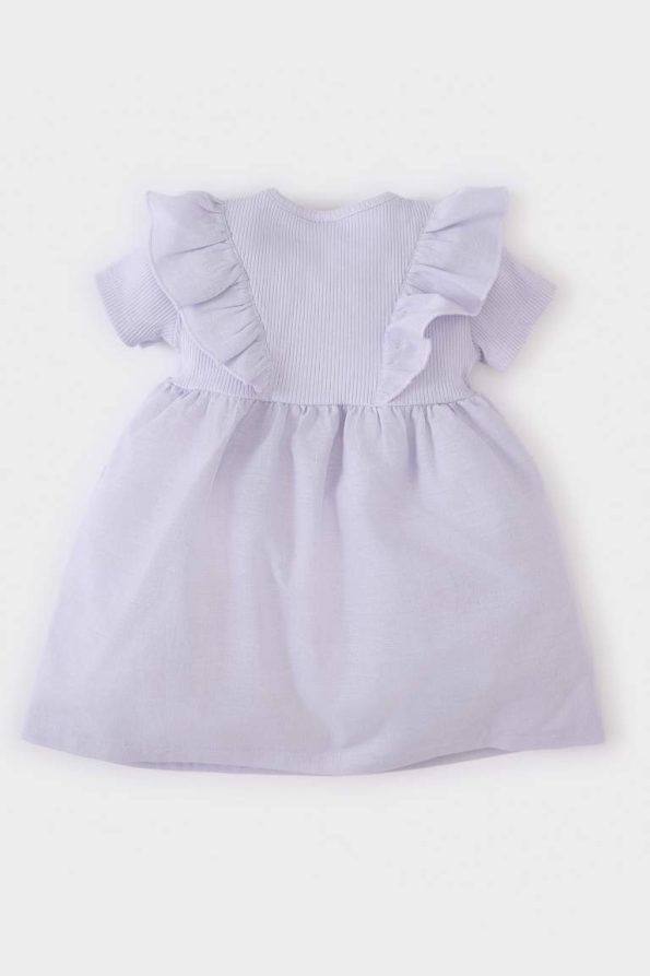 Girls' Short Sleeve Ribbed Summer Dress