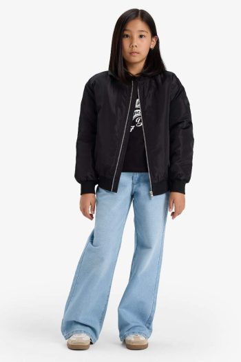 Girls' Waterproof College Collar Zip-Up Bomber Jacket
