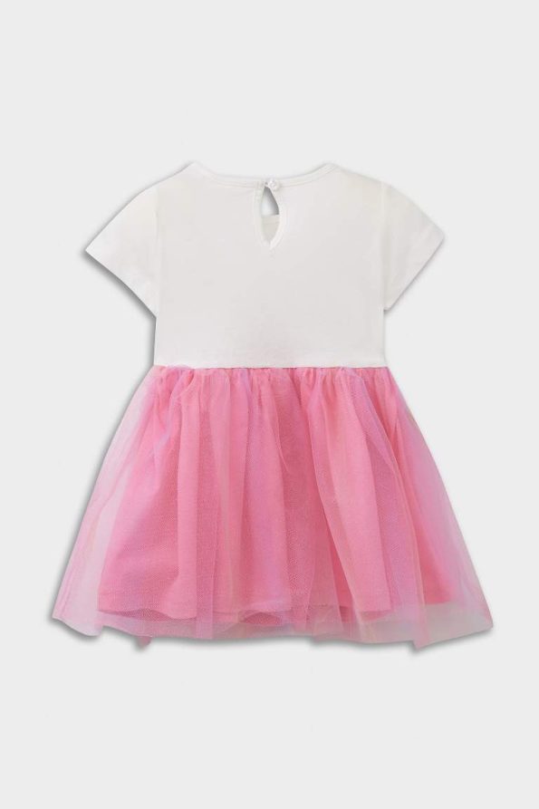 Girls' Baby Unicorn Print Short Sleeve Summer Tulle Dress