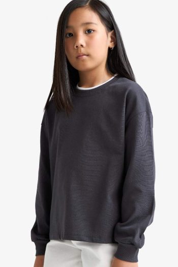 Girls' Relax Fit Crew Neck Long Sleeve School T-Shirt