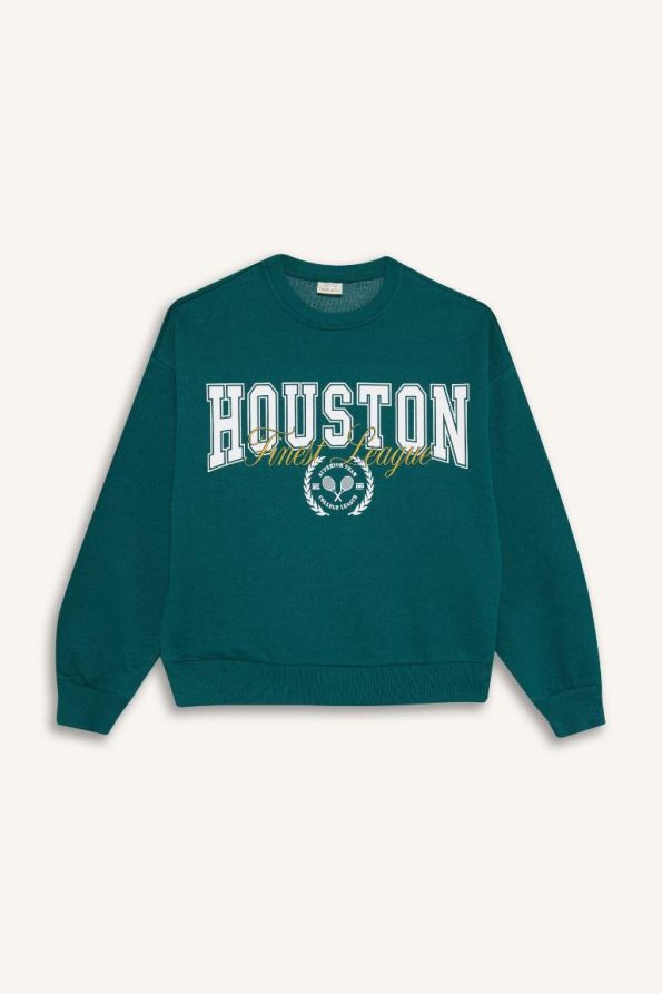 Girls' Relax Fit Printed Crew Neck Sweatshirt