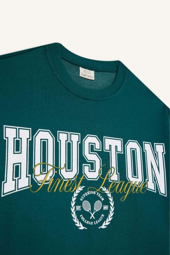 Girls' Relax Fit Printed Crew Neck Sweatshirt