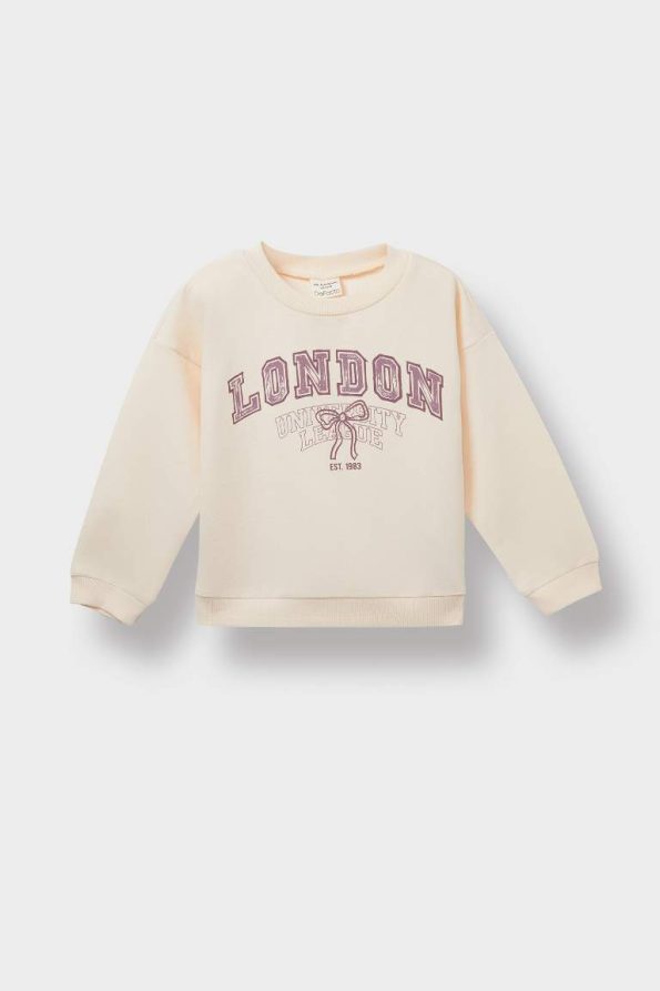 Girls' Printed Crew Neck Sweatshirt