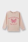 Girls' Long Sleeve Butterfly Print Crew Neck T-Shirt