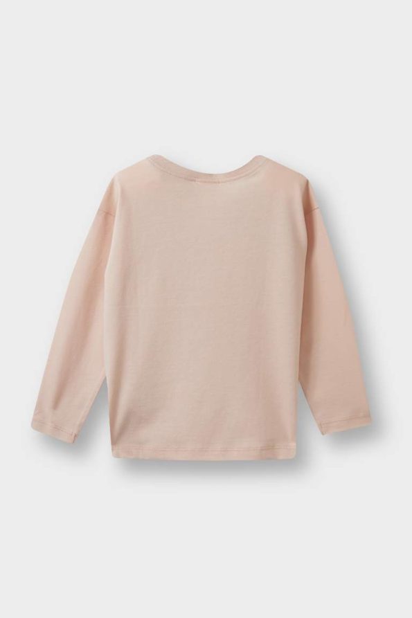 Girls' Long Sleeve Butterfly Print Crew Neck T-Shirt