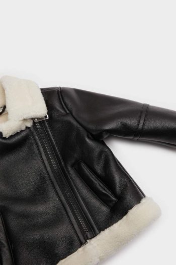 Girls' Waterproof Windbreaker with Faux Fur Lining and Zippered Pockets