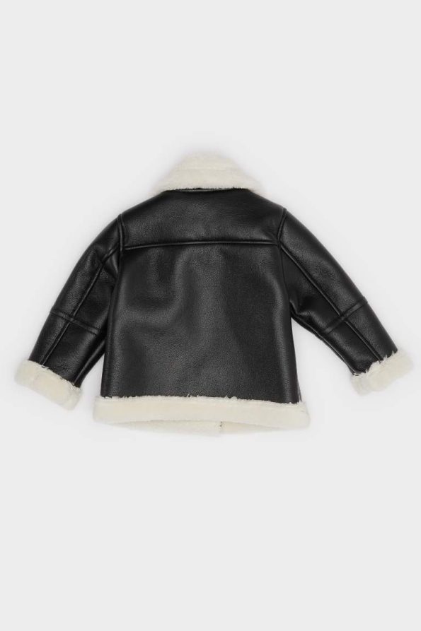 Girls' Waterproof Windbreaker with Faux Fur Lining and Zippered Pockets
