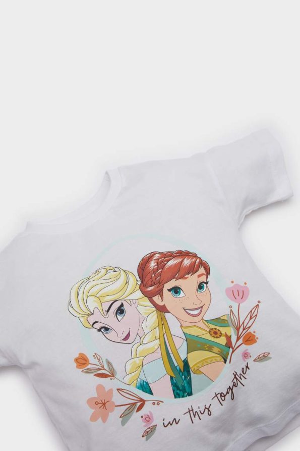 Frozen 2 Girls' Two-Piece Short Sleeve Top and Elastic Waist Shorts Set