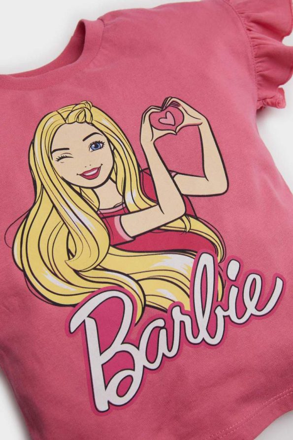 Girls' Baby Barbie 2-Piece Set with Short-Sleeve T-Shirt and Elastic Waist Shorts
