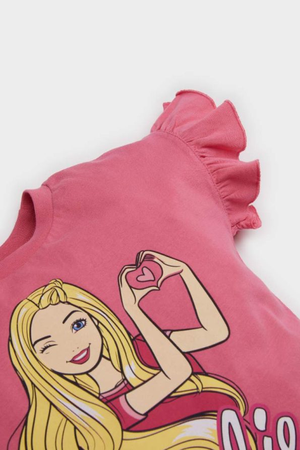 Girls' Baby Barbie 2-Piece Set with Short-Sleeve T-Shirt and Elastic Waist Shorts