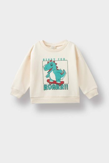 Boys' Soft-Fleece Lined Dinosaur Print Sweatshirt