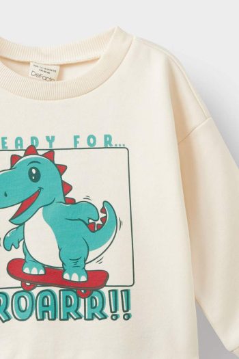 Boys' Soft-Fleece Lined Dinosaur Print Sweatshirt