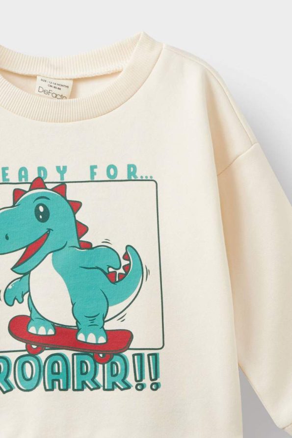 Boys' Soft-Fleece Lined Dinosaur Print Sweatshirt