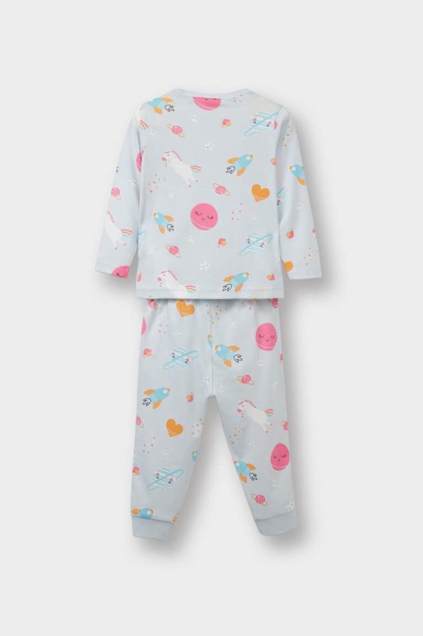 Girls' Space Print Long Sleeve Pajama Set