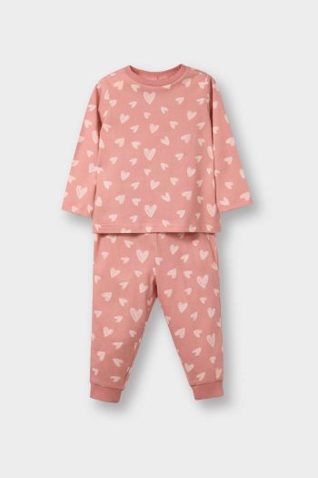 Girls' Heart Pattern Long Sleeve Pajama Set
