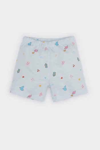 Girls' Baby Pajama Set with Short Sleeve Printed Top and Elastic Waist Shorts