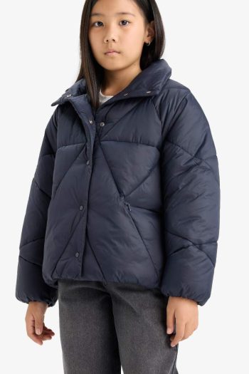 Girls' Snap Button Pocket Puffer Jacket