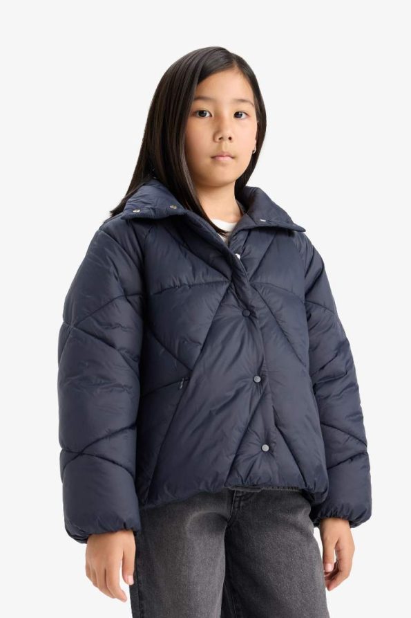 Girls' Snap Button Pocket Puffer Jacket