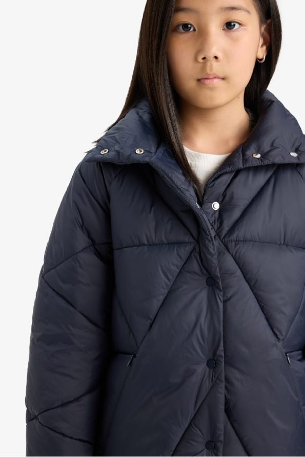 Girls' Snap Button Pocket Puffer Jacket