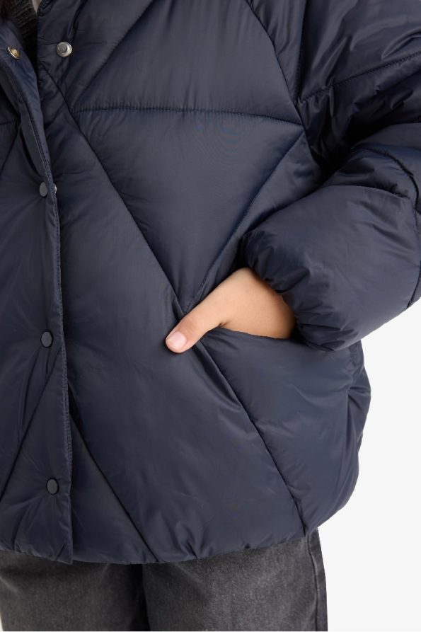Girls' Snap Button Pocket Puffer Jacket