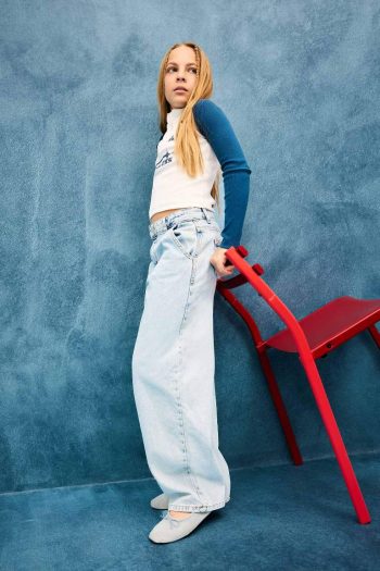Girls' Baggy Fit Wide Leg Jeans
