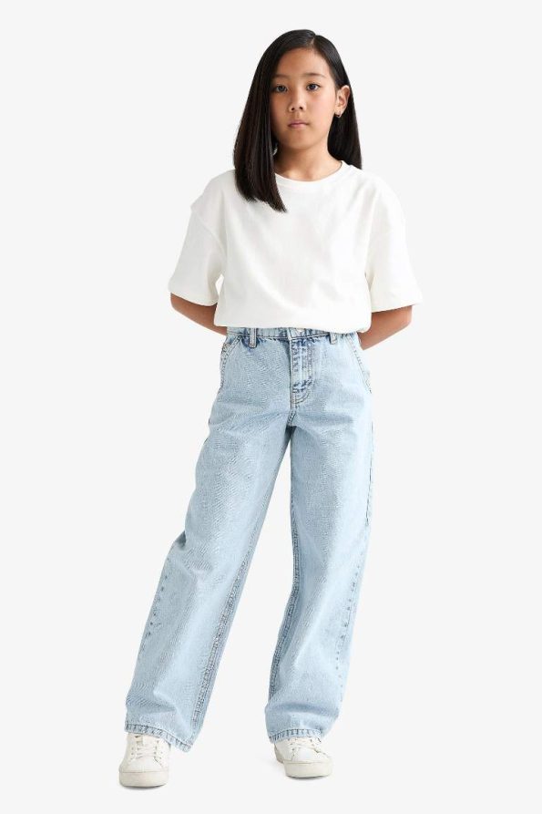 Girls' Baggy Fit Wide Leg Jeans