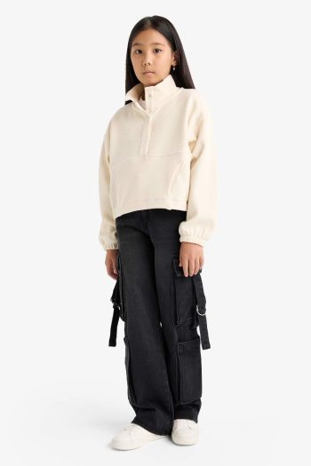 Girls' Oversized Snap-Button Sweatshirt