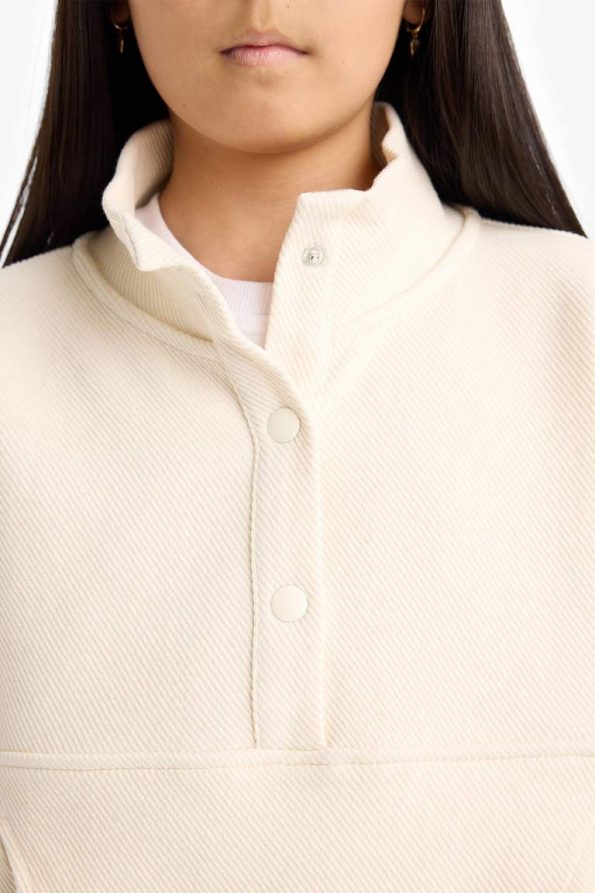 Girls' Oversized Snap-Button Sweatshirt