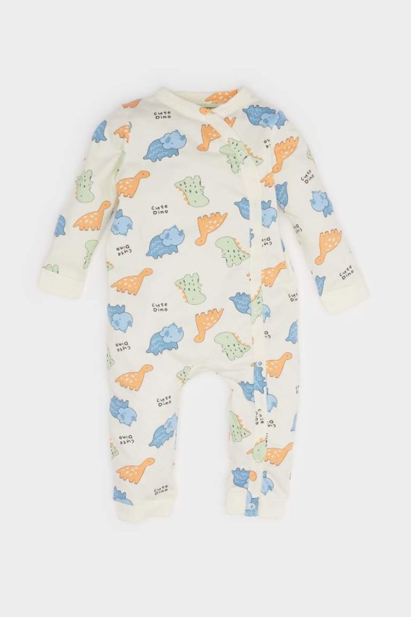Baby Boys' Newborn Dinosaur Print Cotton Romper