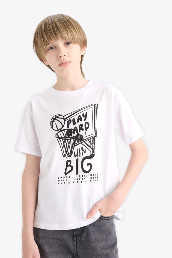 Boys' Printed Short Sleeve Crew Neck T-Shirt