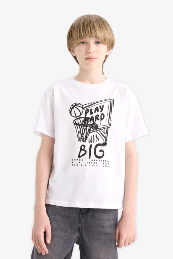 Boys' Printed Short Sleeve Crew Neck T-Shirt