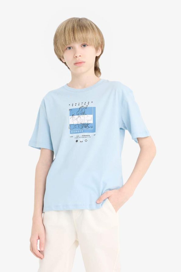 Boys' Printed Crew Neck Short Sleeve T-Shirt