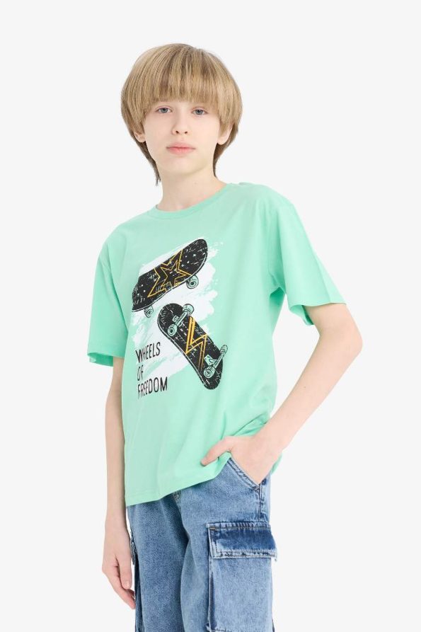 Boys' Printed Crew Neck Short Sleeve T-Shirt