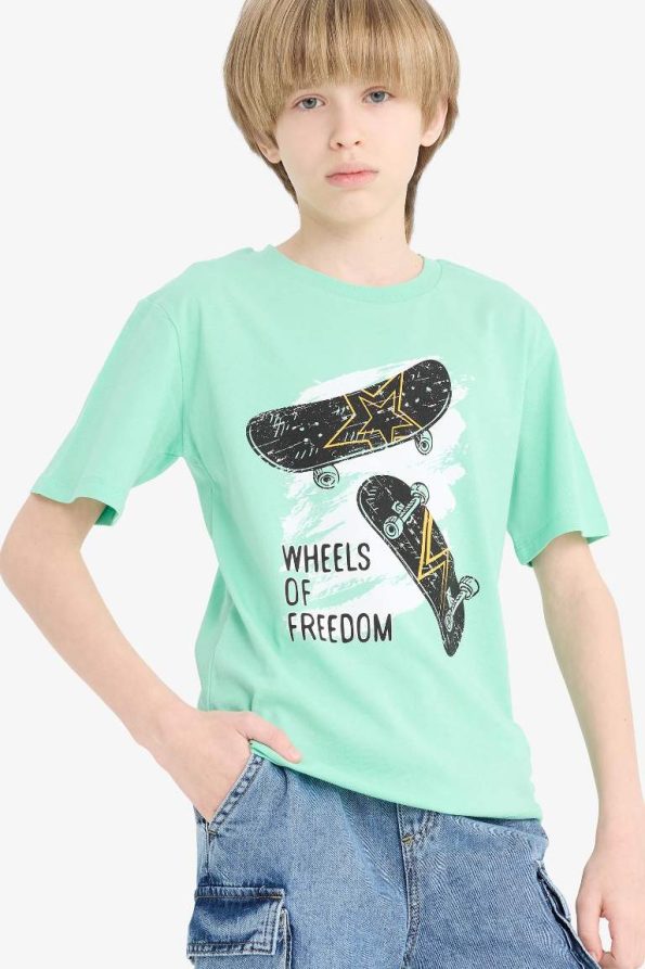 Boys' Printed Crew Neck Short Sleeve T-Shirt