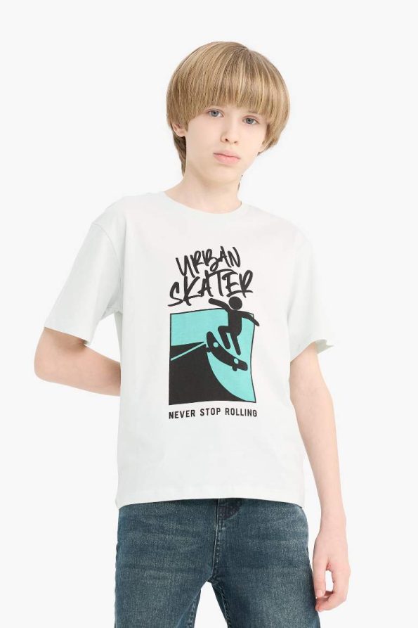 Boys' Printed Crew Neck Short Sleeve T-Shirt