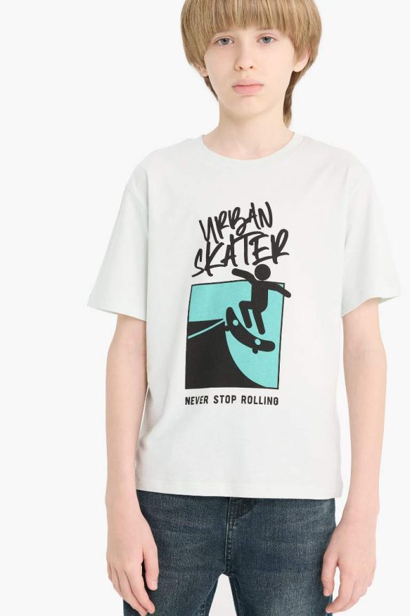Boys' Printed Crew Neck Short Sleeve T-Shirt