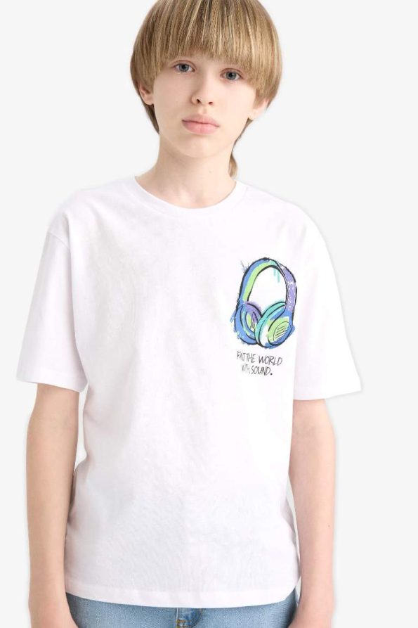 Boys' Printed Crew Neck Short Sleeve T-Shirt