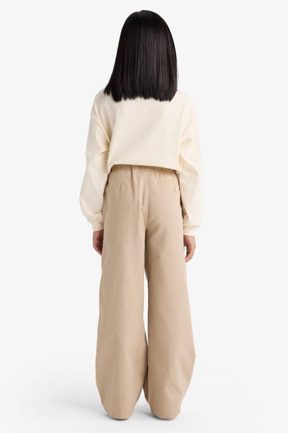 Girls' Wide Leg Cotton School Trousers