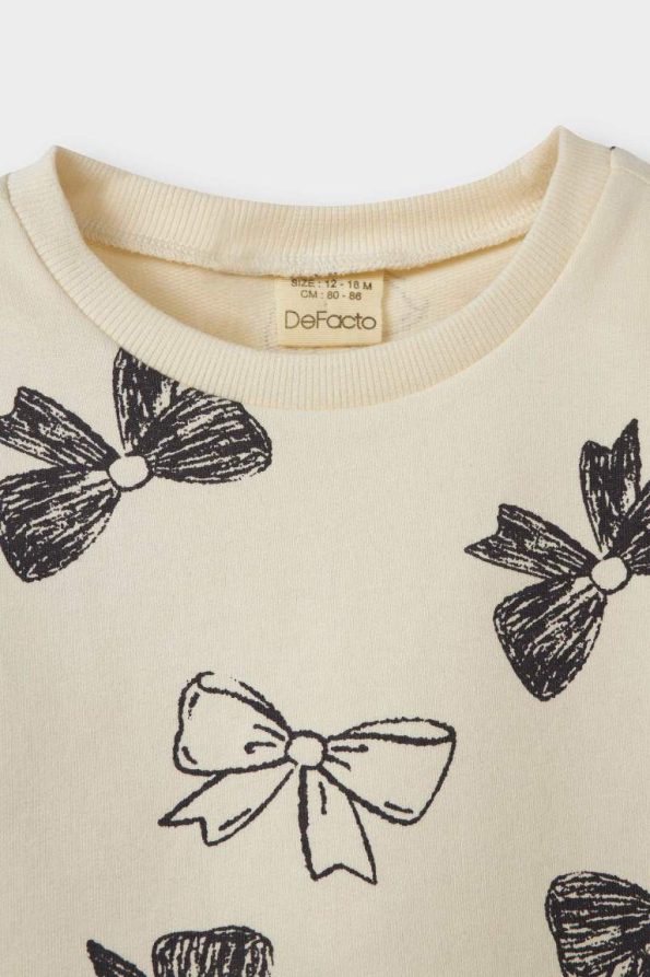 Girls' Baby 2-Piece Set Bow Patterned Sweatshirt and Flared Leggings