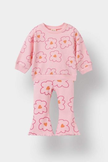 Girls' Two-Piece Floral Sweatshirt and Flared Leggings Set