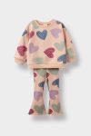 Girls' Baby 2-Piece Heart Patterned Sweatshirt and Flared Leggings Set