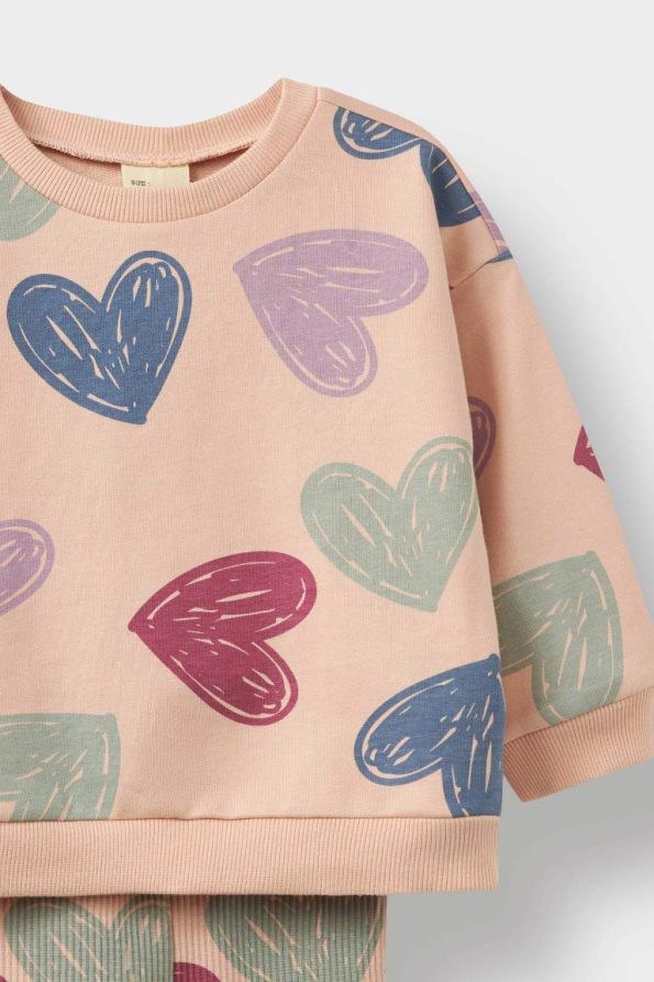 Girls' Baby 2-Piece Heart Patterned Sweatshirt and Flared Leggings Set