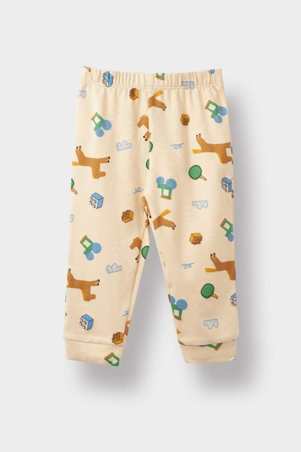 Boys' Long Sleeve Pajama Set with Patterned Top and Bottom