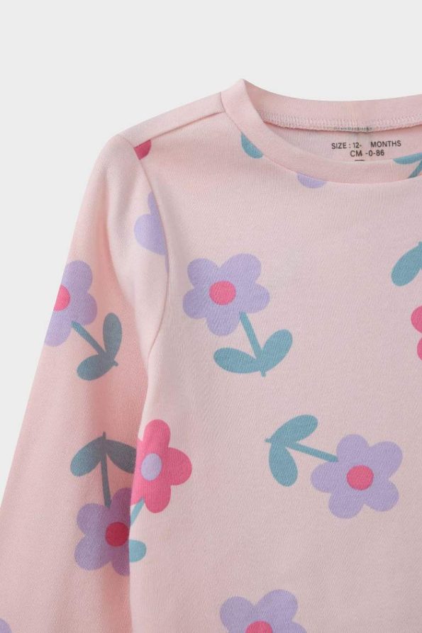 Girls' Floral Print Long Sleeve Pajama Set