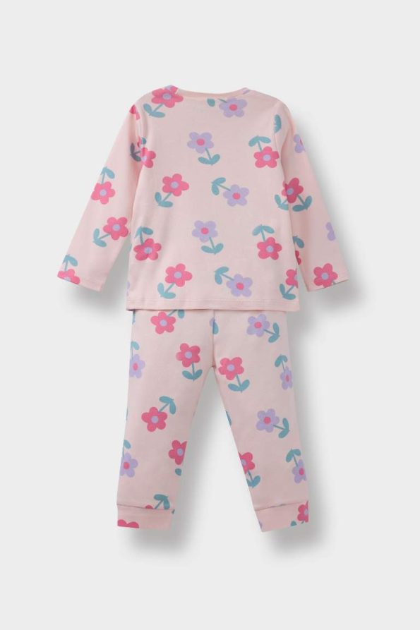 Girls' Floral Print Long Sleeve Pajama Set