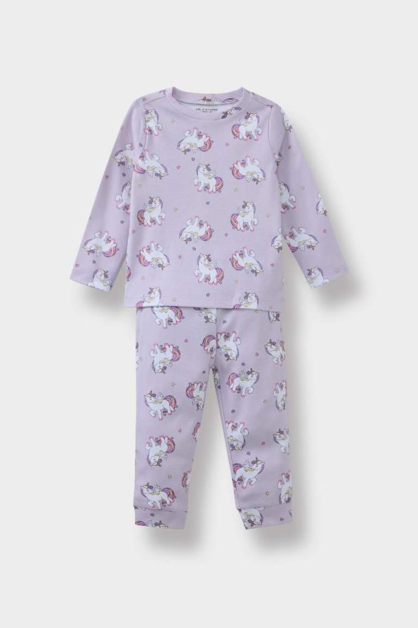Girls' Unicorn Print Long Sleeve Pajama Set