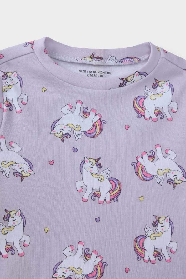 Girls' Unicorn Print Long Sleeve Pajama Set