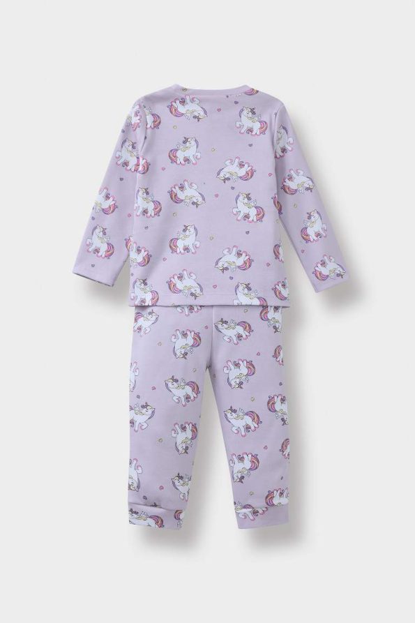 Girls' Unicorn Print Long Sleeve Pajama Set