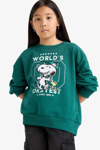 Girls' Snoopy Oversized Crew Neck Sweatshirt